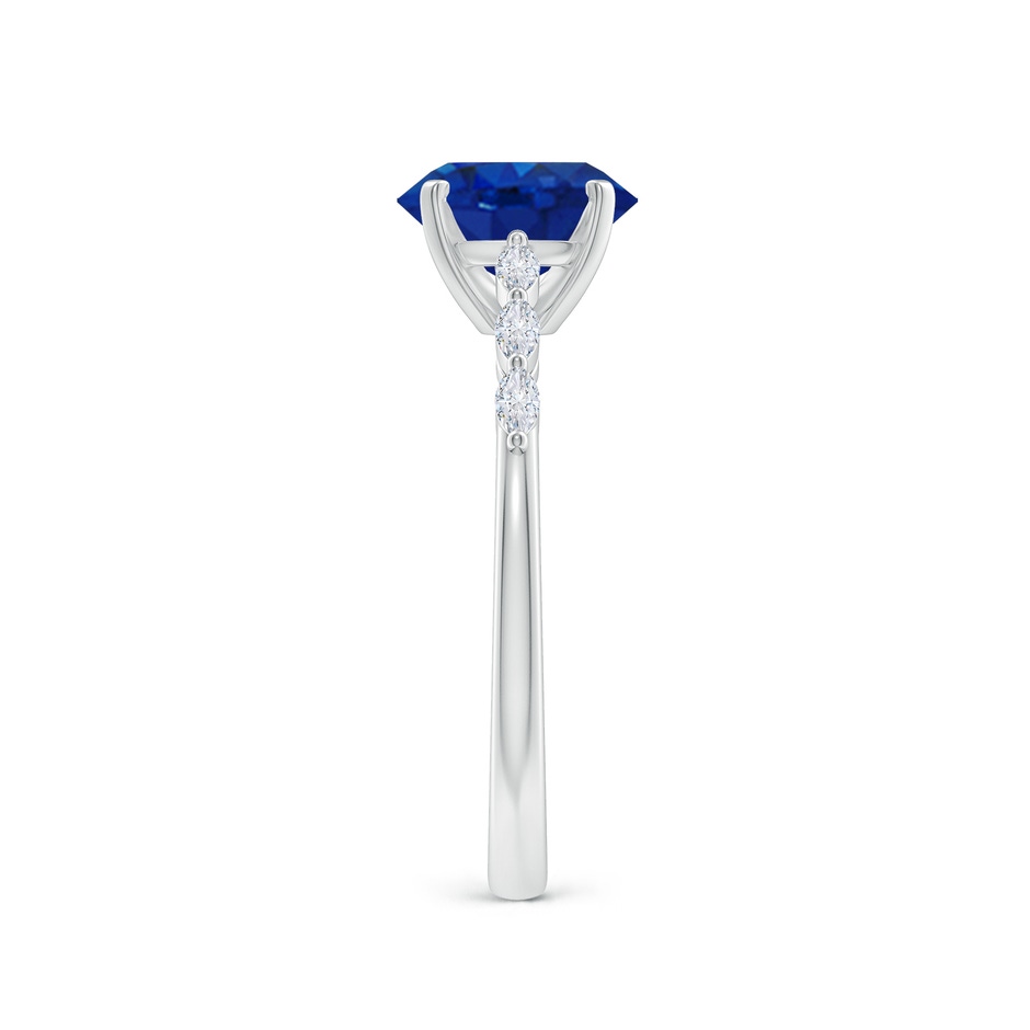 8x6mm AAA Oval Blue Sapphire Engagement Ring with Marquise Diamonds in P950 Platinum side 299
