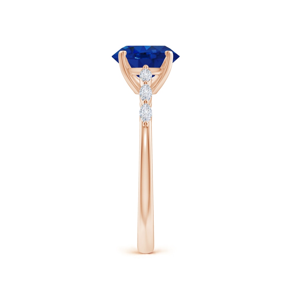 8x6mm AAA Oval Blue Sapphire Engagement Ring with Marquise Diamonds in Rose Gold side 299
