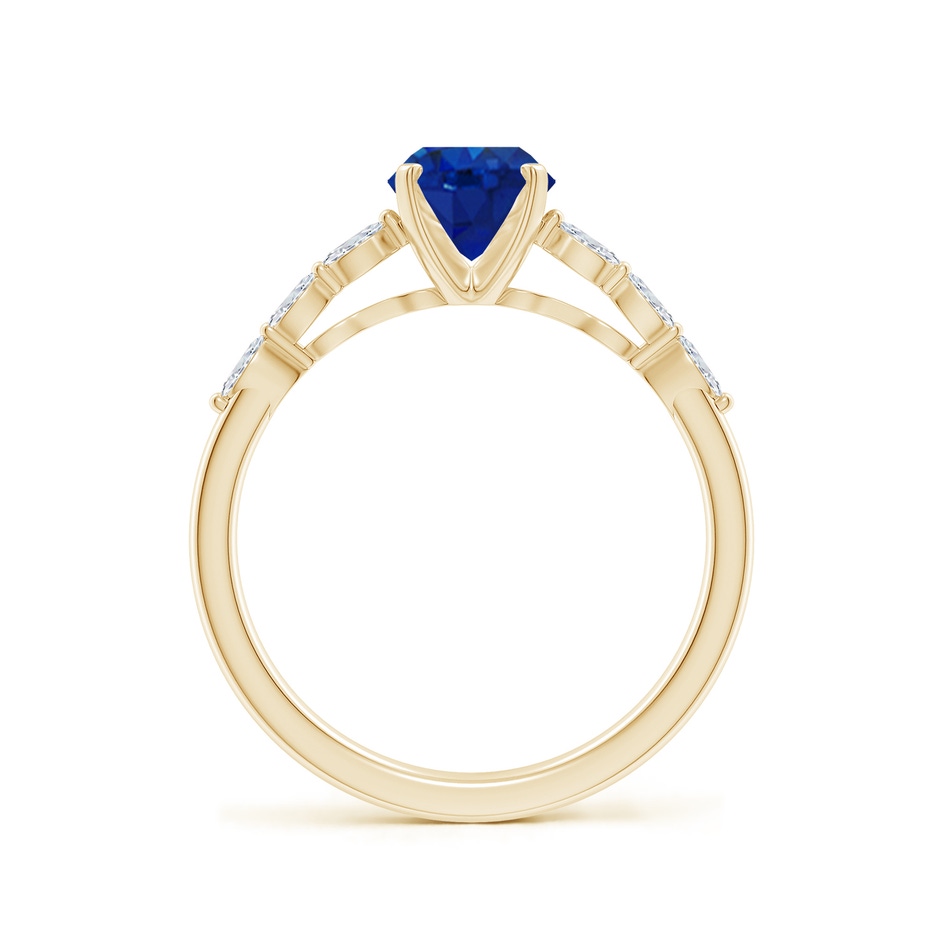 8x6mm AAA Oval Blue Sapphire Engagement Ring with Marquise Diamonds in Yellow Gold side 199