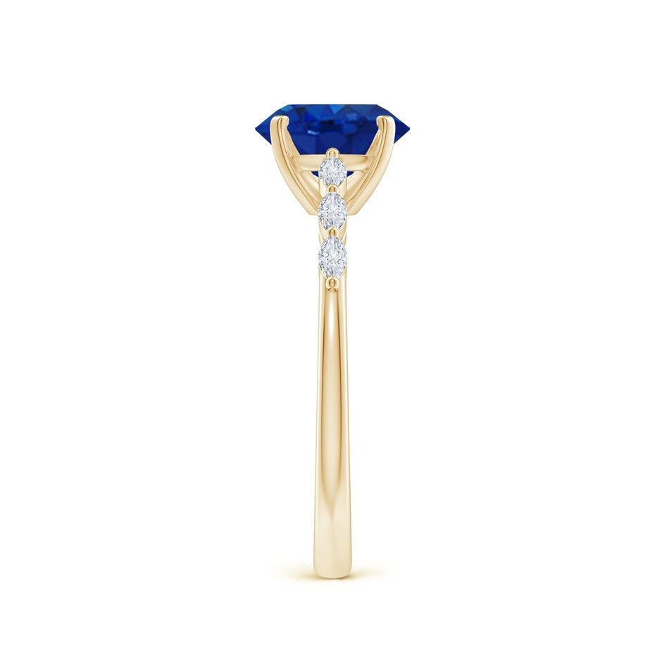 8x6mm AAA Oval Blue Sapphire Engagement Ring with Marquise Diamonds in Yellow Gold side 299