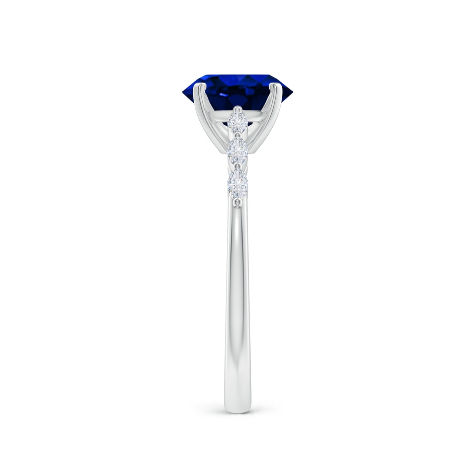 8x6mm AAAA Oval Blue Sapphire Engagement Ring with Marquise Diamonds in P950 Platinum side 299