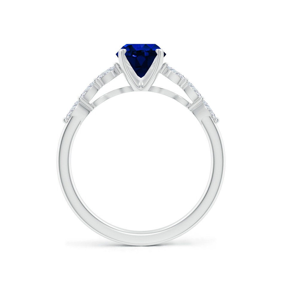 8x6mm AAAA Oval Blue Sapphire Engagement Ring with Marquise Diamonds in White Gold side 199