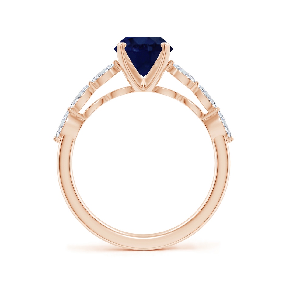 9x7mm A Oval Blue Sapphire Engagement Ring with Marquise Diamonds in Rose Gold side 199