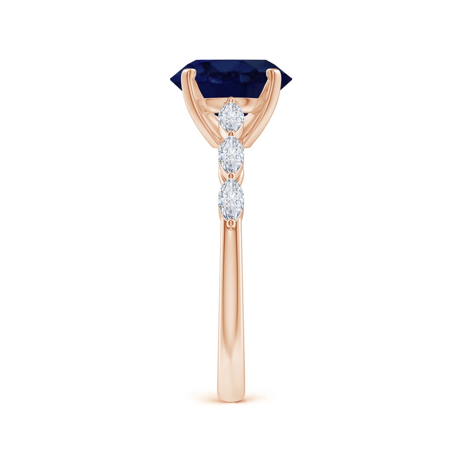 9x7mm A Oval Blue Sapphire Engagement Ring with Marquise Diamonds in Rose Gold side 299