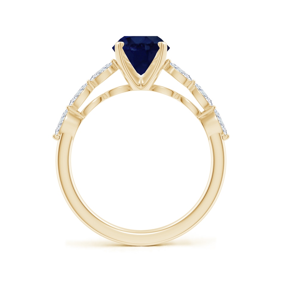 9x7mm A Oval Blue Sapphire Engagement Ring with Marquise Diamonds in Yellow Gold side 199