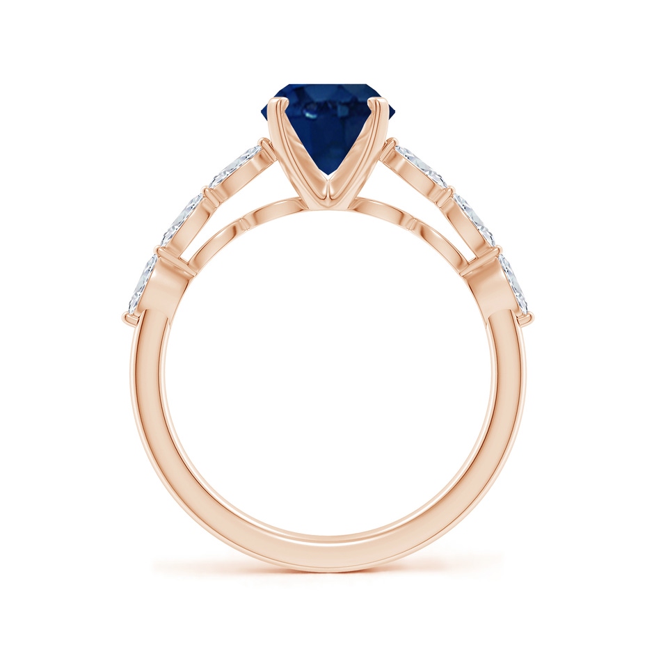 9x7mm AA Oval Blue Sapphire Engagement Ring with Marquise Diamonds in Rose Gold side 199