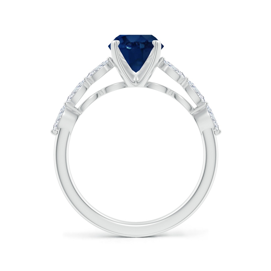 9x7mm AA Oval Blue Sapphire Engagement Ring with Marquise Diamonds in White Gold side 199