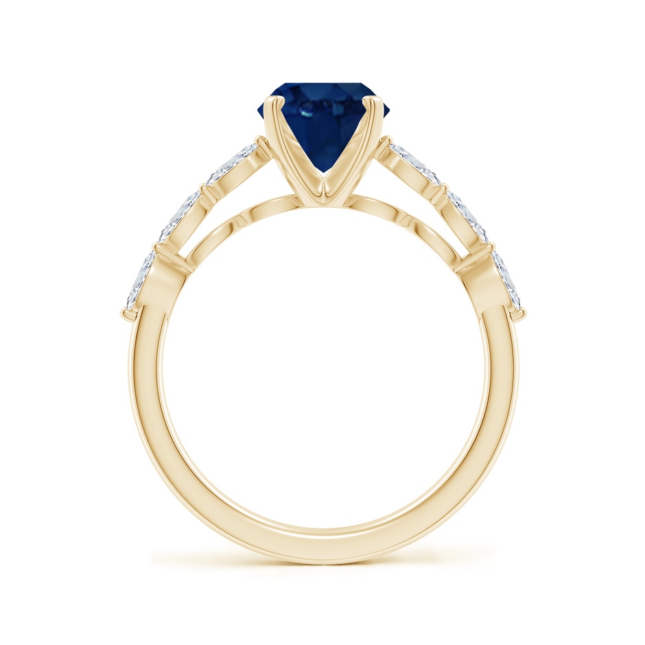 9x7mm AA Oval Blue Sapphire Engagement Ring with Marquise Diamonds in Yellow Gold side 199