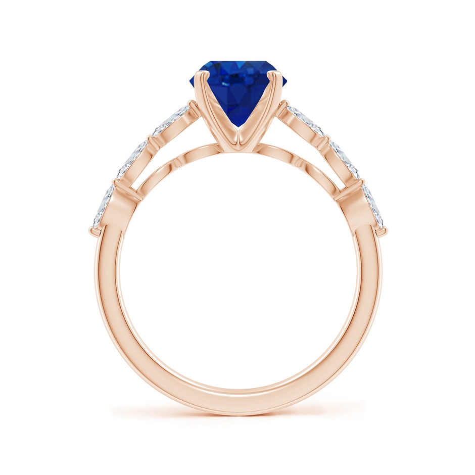 9x7mm AAA Oval Blue Sapphire Engagement Ring with Marquise Diamonds in Rose Gold side 199