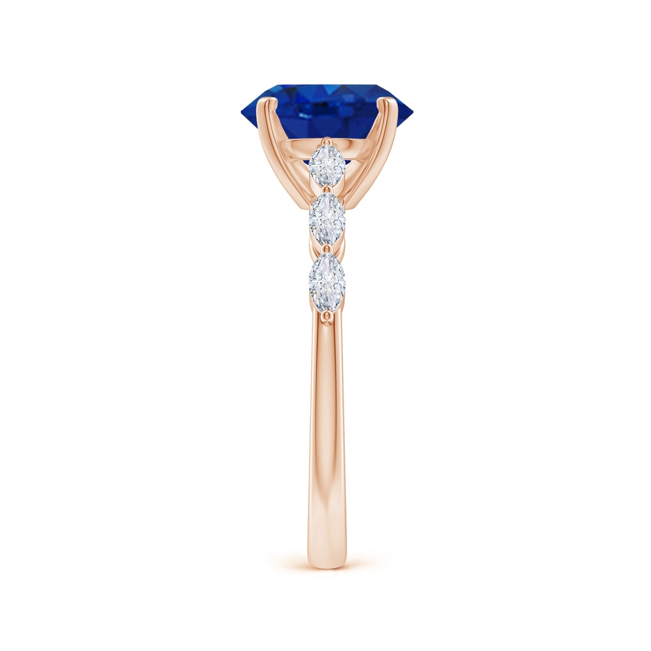 9x7mm AAA Oval Blue Sapphire Engagement Ring with Marquise Diamonds in Rose Gold side 299