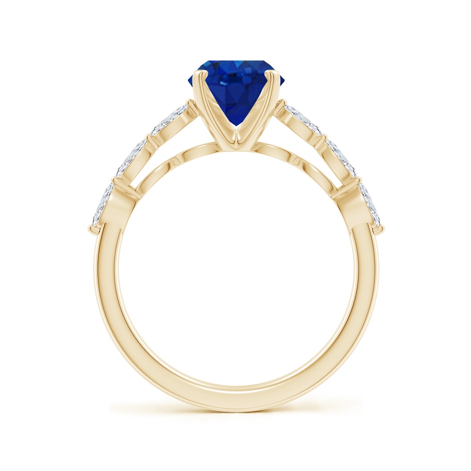 9x7mm AAA Oval Blue Sapphire Engagement Ring with Marquise Diamonds in Yellow Gold side 199