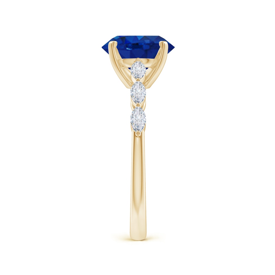 9x7mm AAA Oval Blue Sapphire Engagement Ring with Marquise Diamonds in Yellow Gold side 299