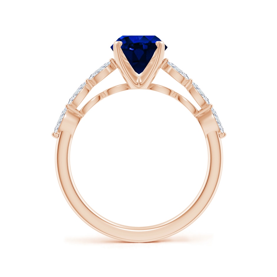 9x7mm AAAA Oval Blue Sapphire Engagement Ring with Marquise Diamonds in Rose Gold side 199