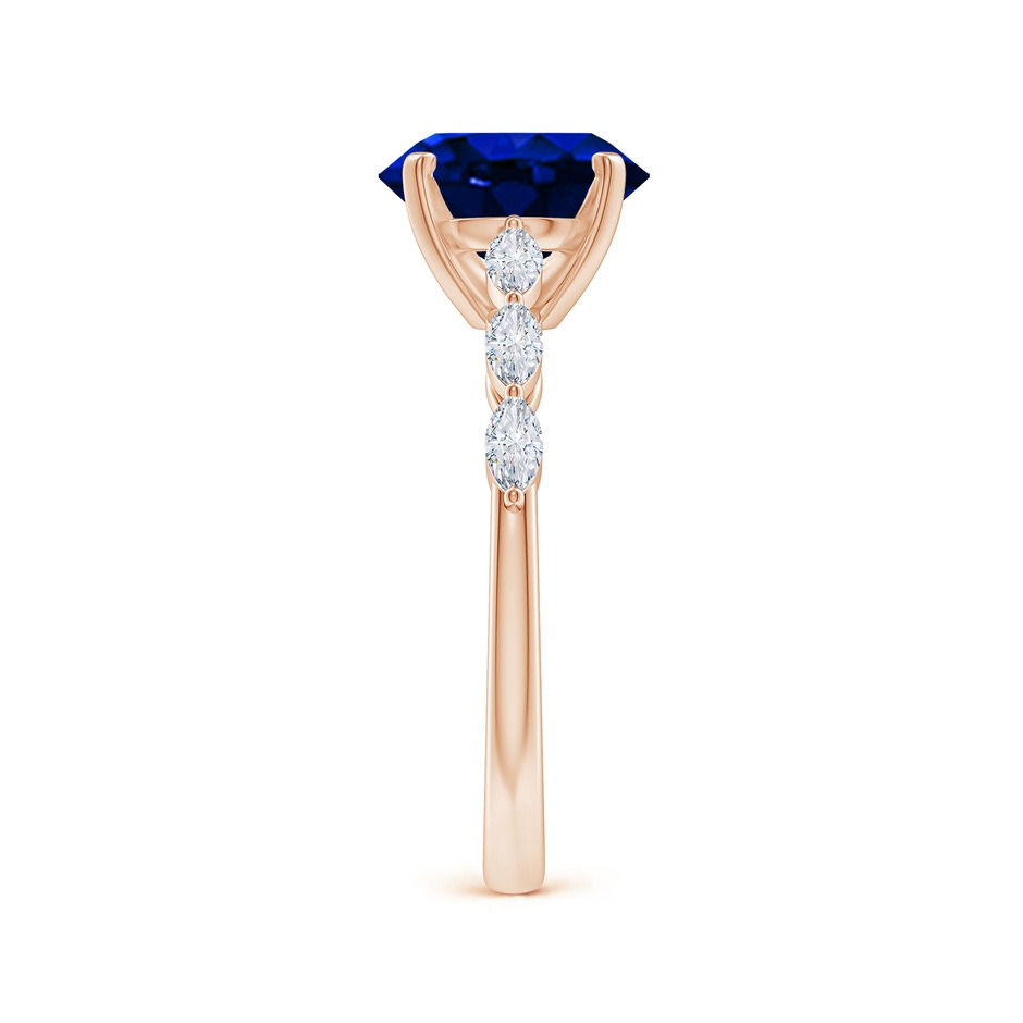9x7mm AAAA Oval Blue Sapphire Engagement Ring with Marquise Diamonds in Rose Gold side 299