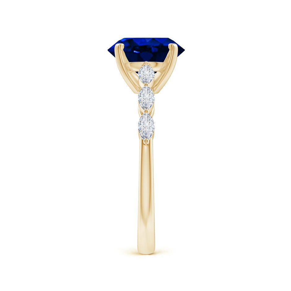 9x7mm AAAA Oval Blue Sapphire Engagement Ring with Marquise Diamonds in Yellow Gold side 299