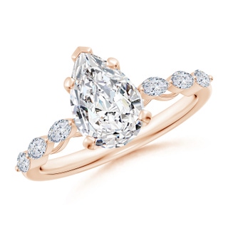 10x6.5mm HSI2 Pear Diamond Engagement Ring with Marquise Accents in 18K Rose Gold