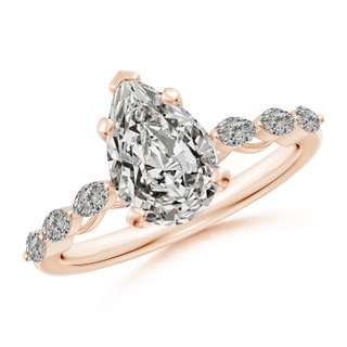 10x6.5mm KI3 Pear Diamond Engagement Ring with Marquise Accents in Rose Gold