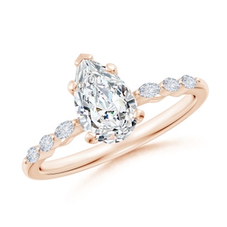 9x5.5mm GVS2 Pear Diamond Engagement Ring with Marquise Accents in 18K Rose Gold