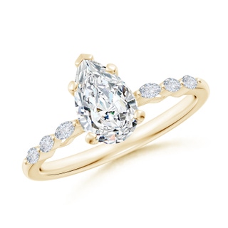 9x5.5mm GVS2 Pear Diamond Engagement Ring with Marquise Accents in Yellow Gold