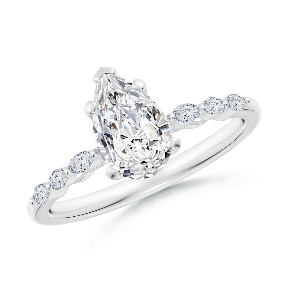 9x5.5mm HSI2 Pear Diamond Engagement Ring with Marquise Accents in White Gold 