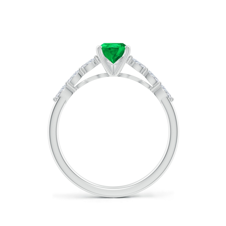 7x5mm AAA Pear Emerald Engagement Ring with Marquise Diamonds in 18K White Gold side 199