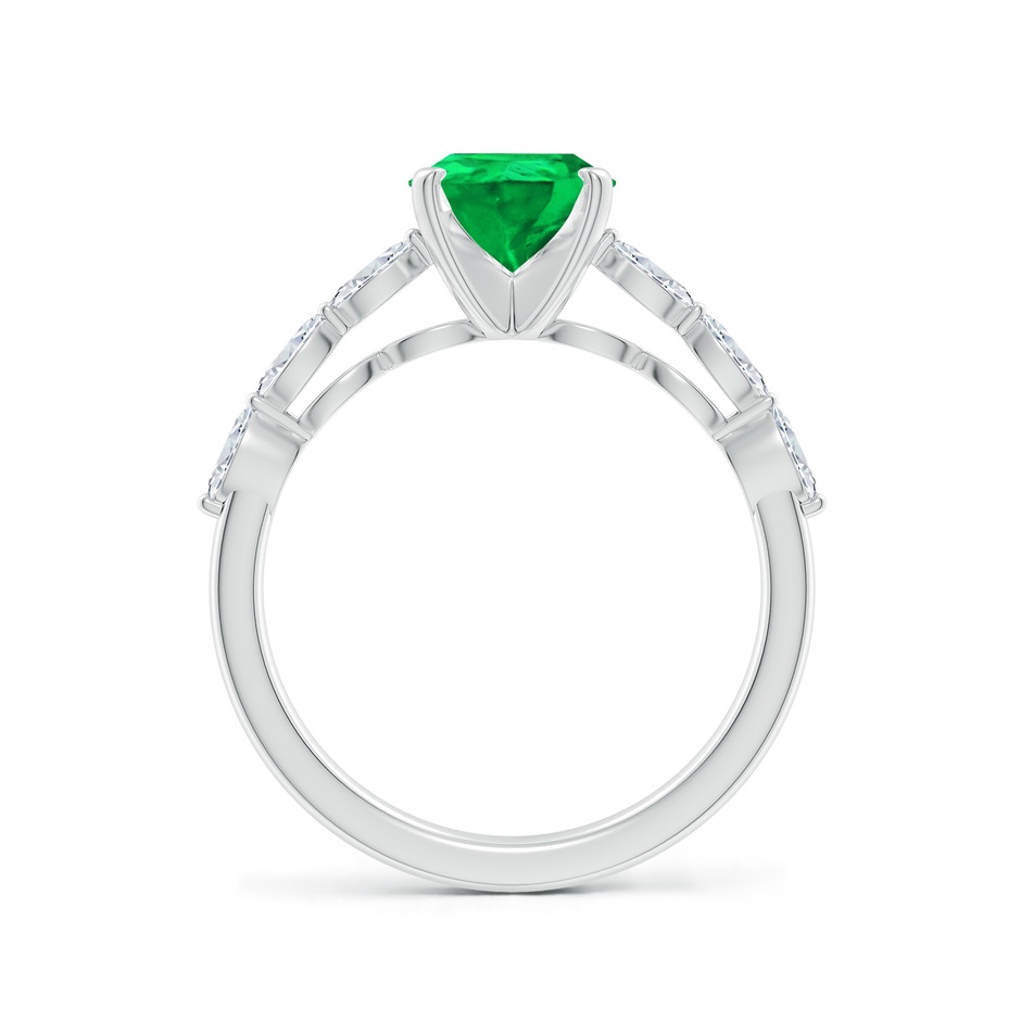 9x7mm AAA Pear Emerald Engagement Ring with Marquise Diamonds in White Gold side 199