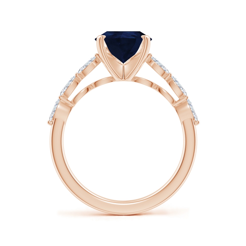 10x8mm A Pear Blue Sapphire Engagement Ring with Marquise Diamonds in Rose Gold side 199