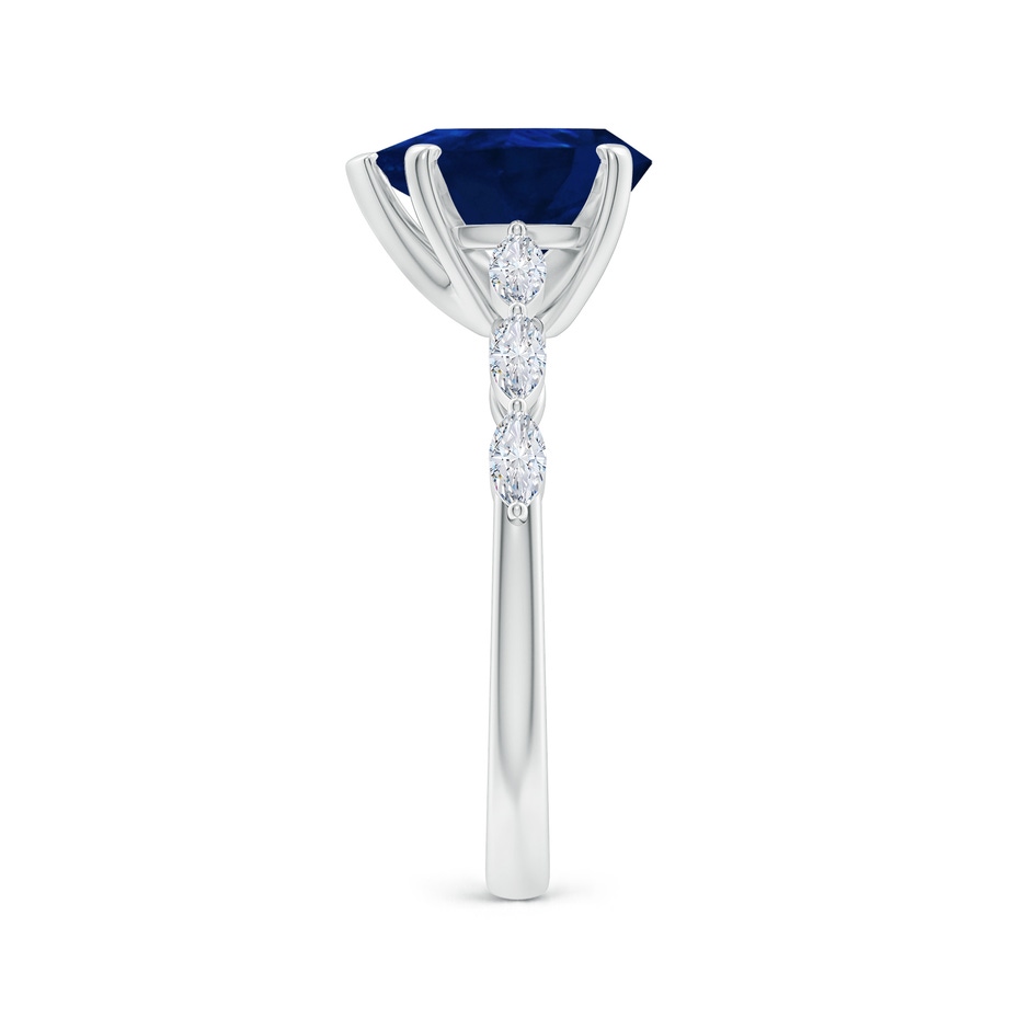 10x8mm AA Pear Blue Sapphire Engagement Ring with Marquise Diamonds in White Gold side 299