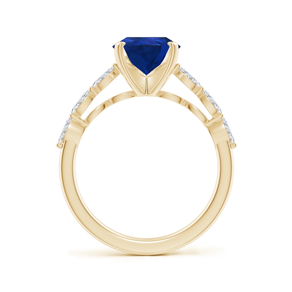 10x8mm AAA Pear Blue Sapphire Engagement Ring with Marquise Diamonds in Yellow Gold side 199