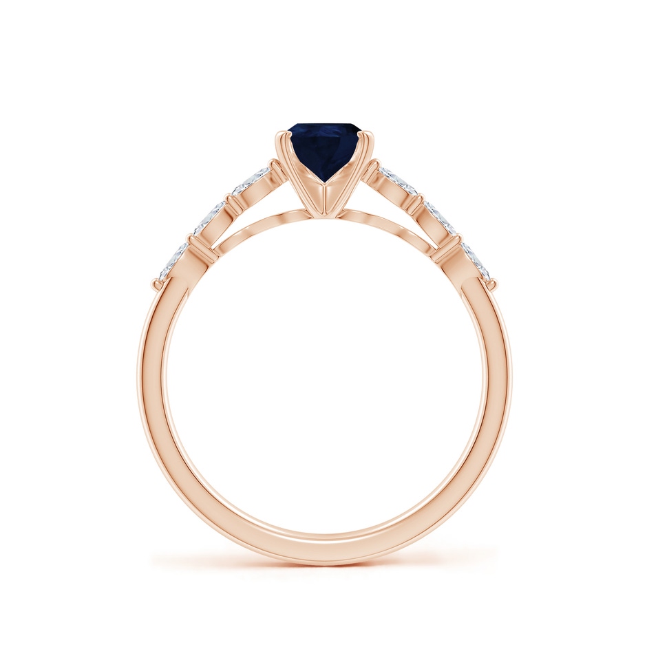 7x5mm A Pear Blue Sapphire Engagement Ring with Marquise Diamonds in Rose Gold side 199