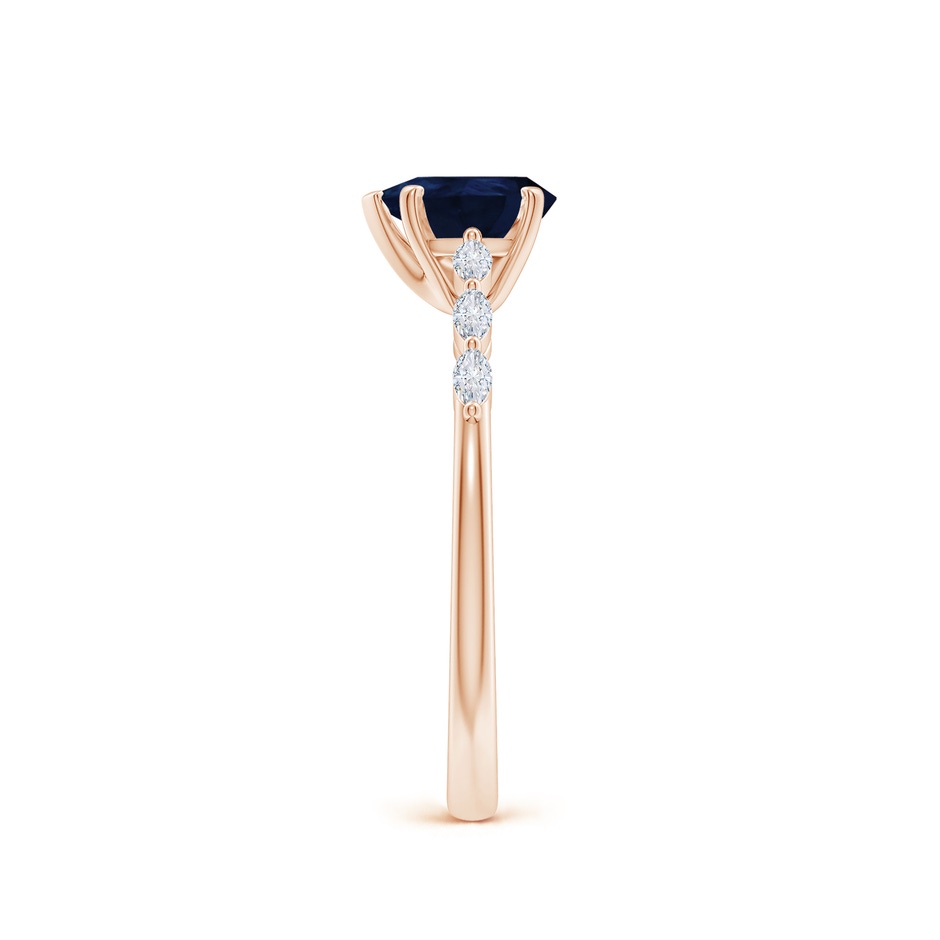 7x5mm A Pear Blue Sapphire Engagement Ring with Marquise Diamonds in Rose Gold side 299