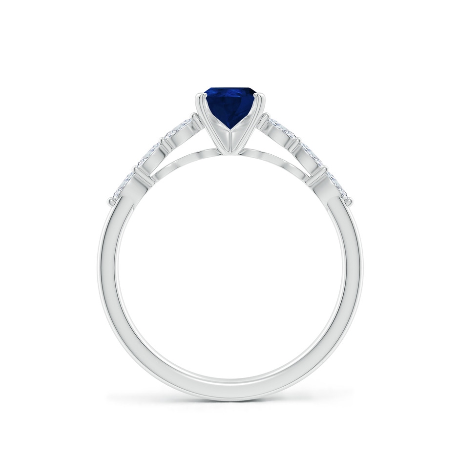 7x5mm AA Pear Blue Sapphire Engagement Ring with Marquise Diamonds in White Gold side 199