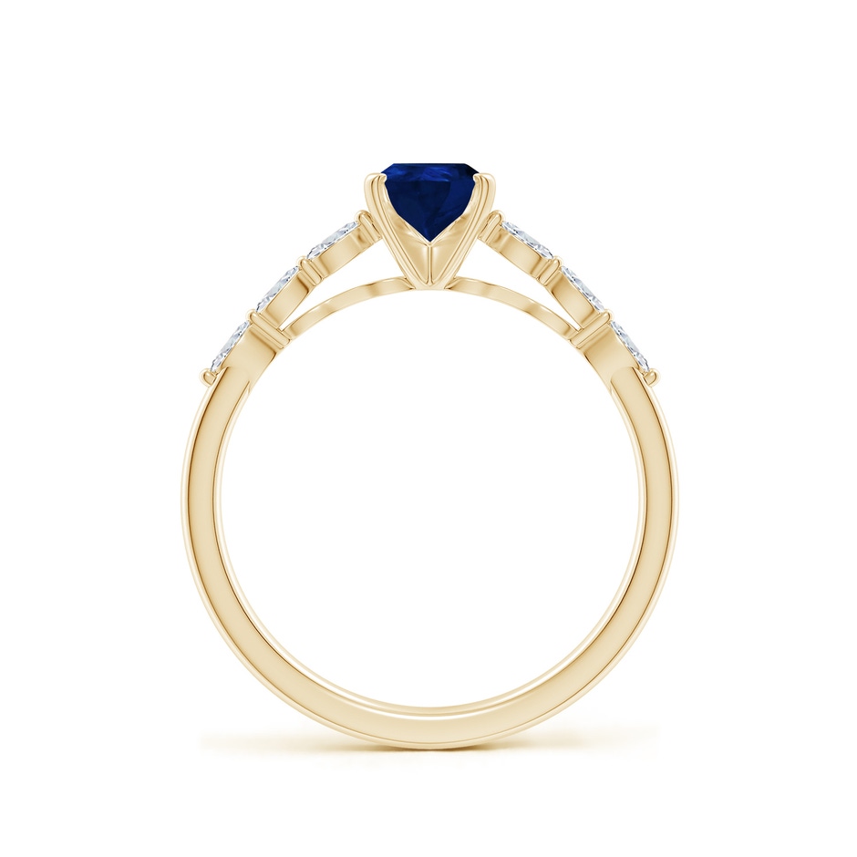 7x5mm AA Pear Blue Sapphire Engagement Ring with Marquise Diamonds in Yellow Gold side 199
