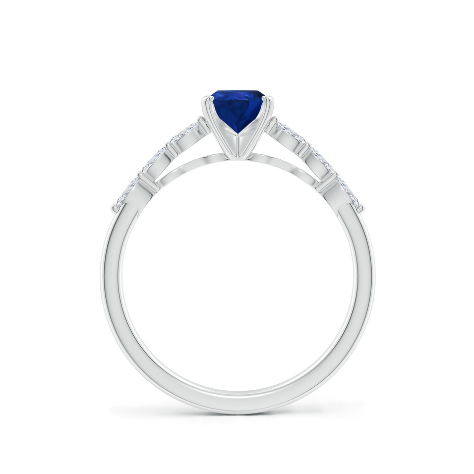 7x5mm AAA Pear Blue Sapphire Engagement Ring with Marquise Diamonds in P950 Platinum side 199