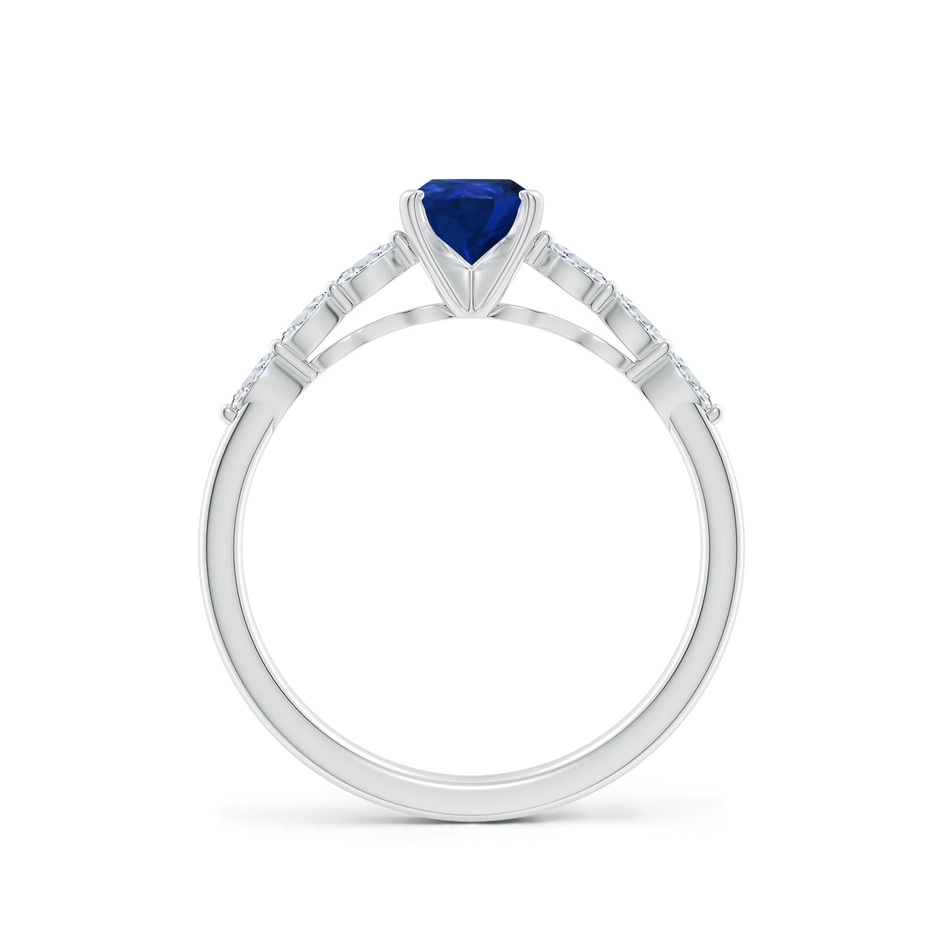 7x5mm AAA Pear Blue Sapphire Engagement Ring with Marquise Diamonds in White Gold side 199