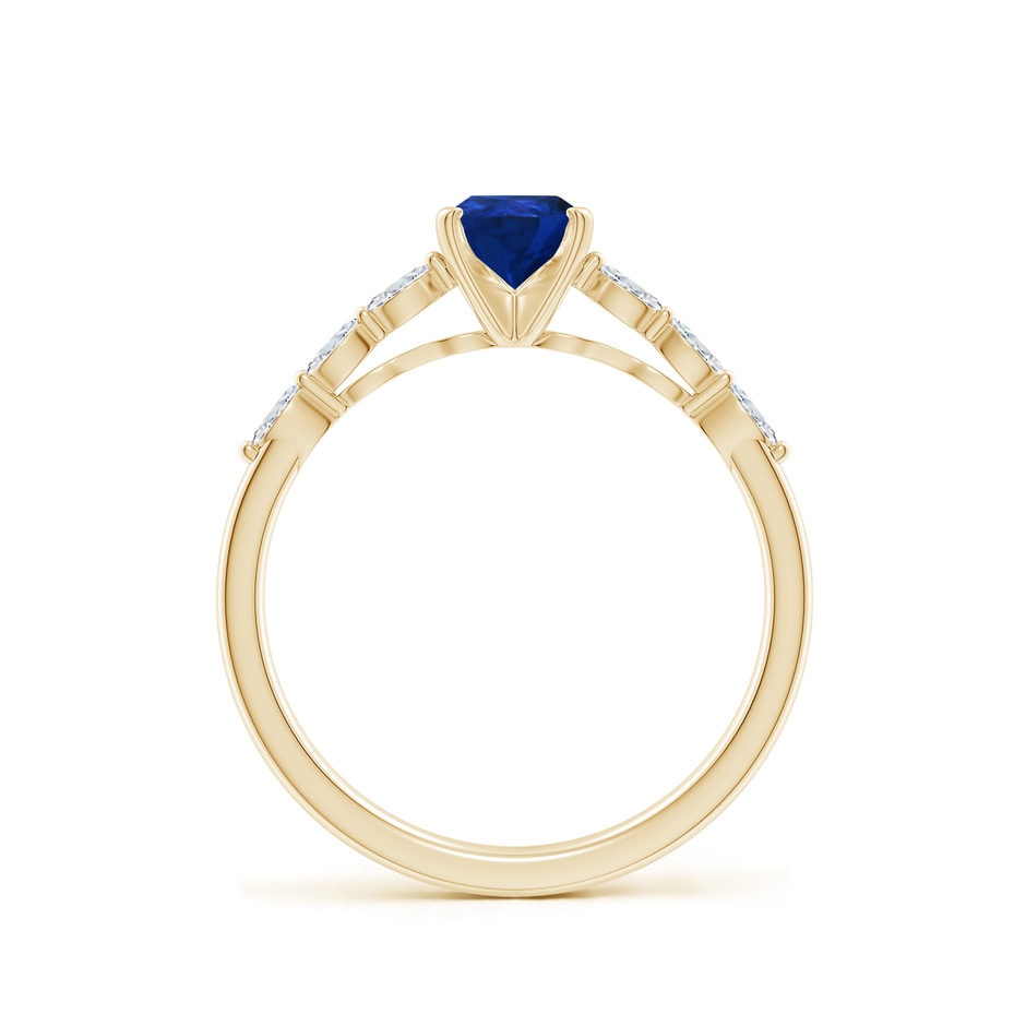7x5mm AAA Pear Blue Sapphire Engagement Ring with Marquise Diamonds in Yellow Gold side 199