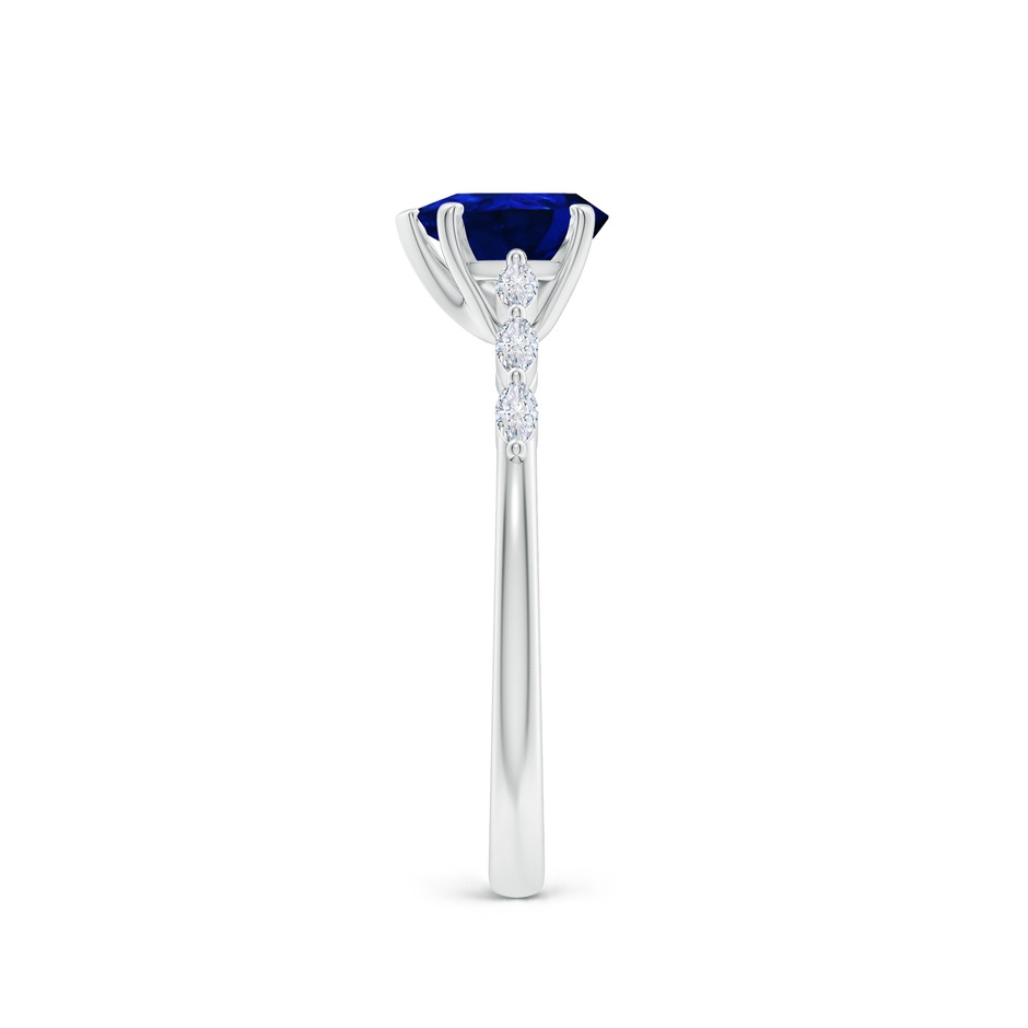 7x5mm AAAA Pear Blue Sapphire Engagement Ring with Marquise Diamonds in White Gold side 299