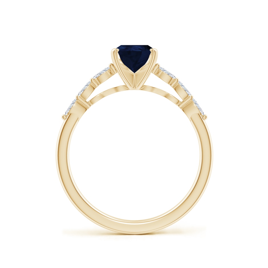 8x6mm A Pear Blue Sapphire Engagement Ring with Marquise Diamonds in Yellow Gold side 199