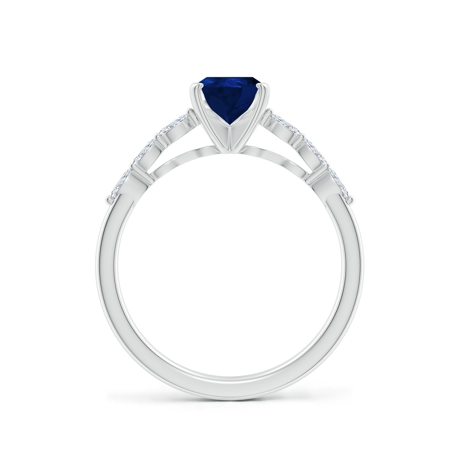 8x6mm AA Pear Blue Sapphire Engagement Ring with Marquise Diamonds in White Gold side 199