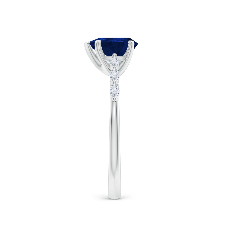 8x6mm AA Pear Blue Sapphire Engagement Ring with Marquise Diamonds in White Gold side 299