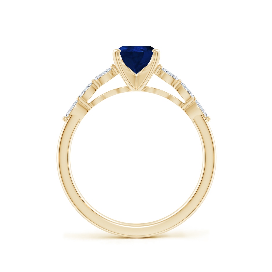 8x6mm AA Pear Blue Sapphire Engagement Ring with Marquise Diamonds in Yellow Gold side 199