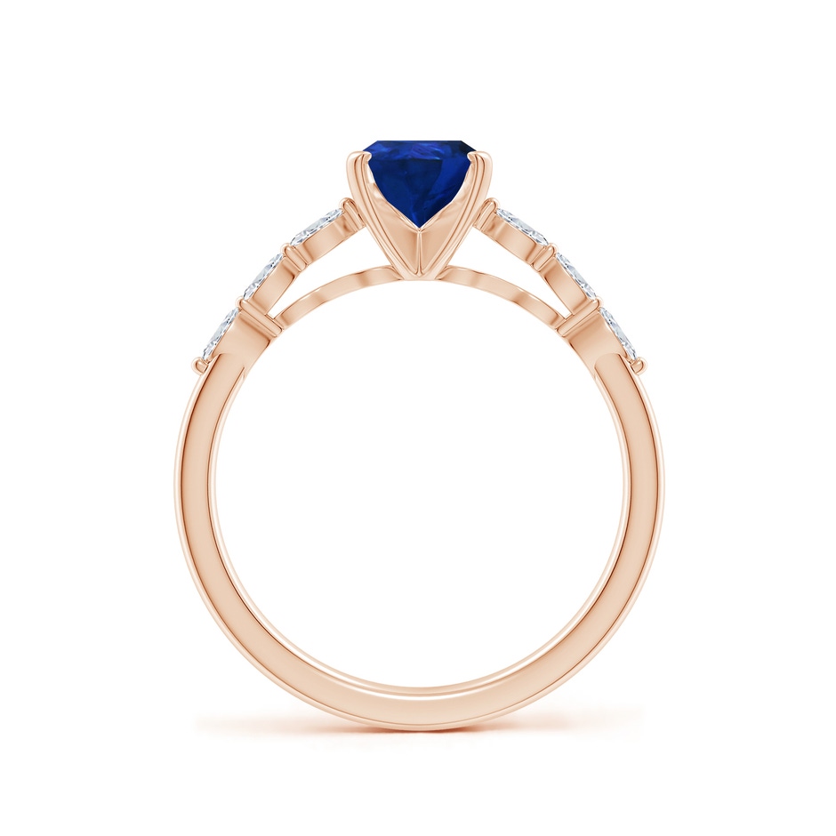 8x6mm AAA Pear Blue Sapphire Engagement Ring with Marquise Diamonds in Rose Gold side 199