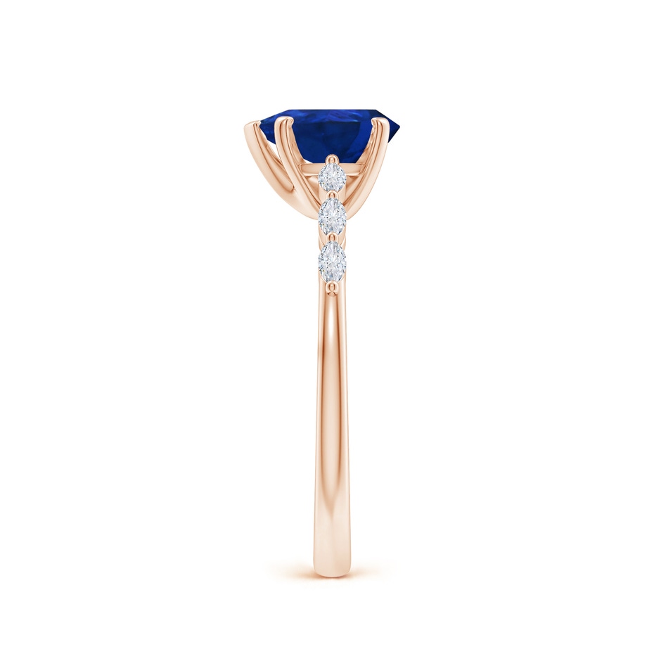 8x6mm AAA Pear Blue Sapphire Engagement Ring with Marquise Diamonds in Rose Gold side 299