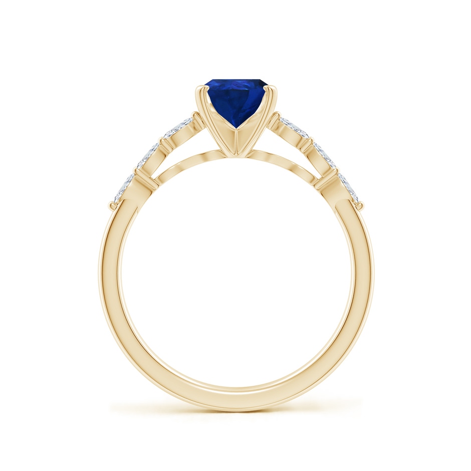 8x6mm AAA Pear Blue Sapphire Engagement Ring with Marquise Diamonds in Yellow Gold side 199