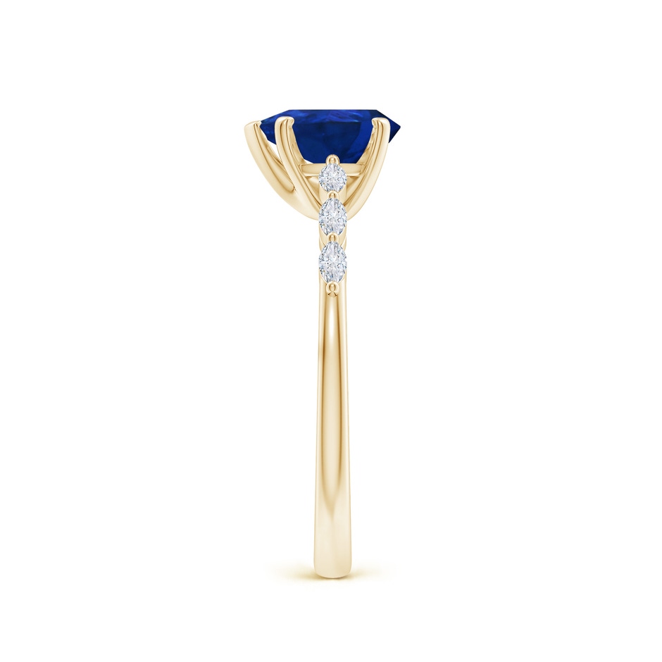8x6mm AAA Pear Blue Sapphire Engagement Ring with Marquise Diamonds in Yellow Gold side 299