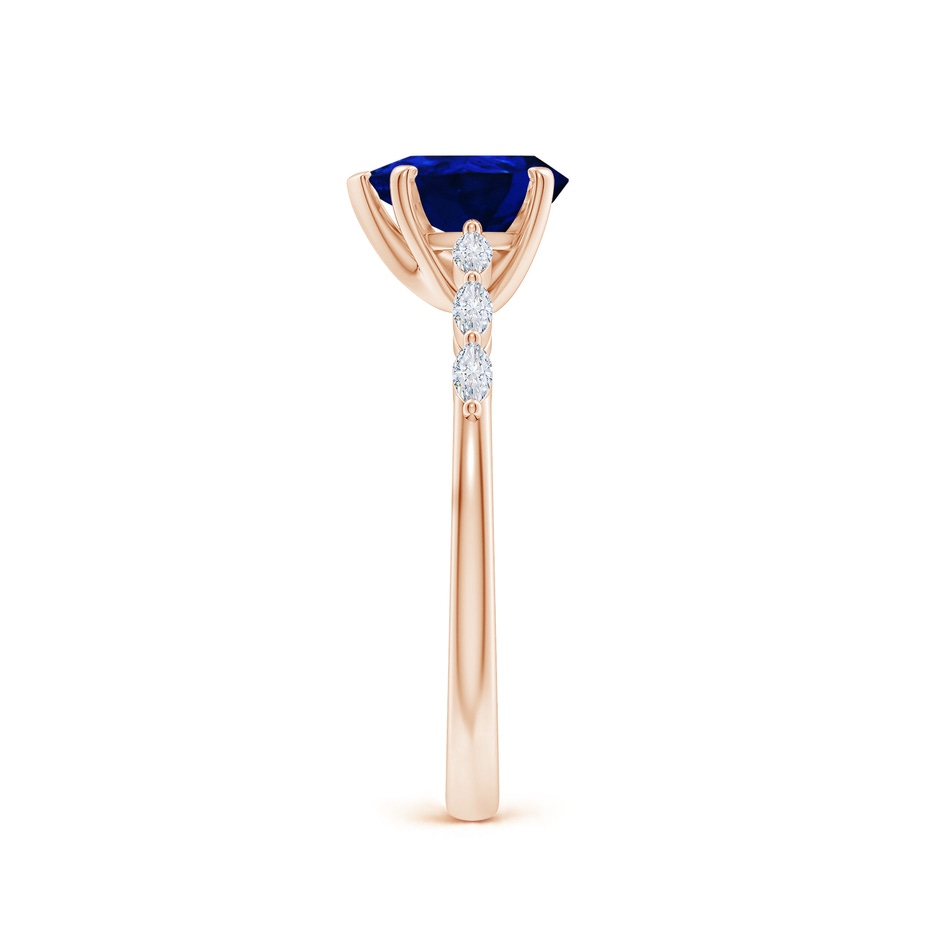 8x6mm AAAA Pear Blue Sapphire Engagement Ring with Marquise Diamonds in Rose Gold side 299
