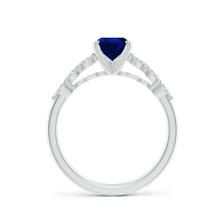 8x6mm AAAA Pear Blue Sapphire Engagement Ring with Marquise Diamonds in White Gold side 199
