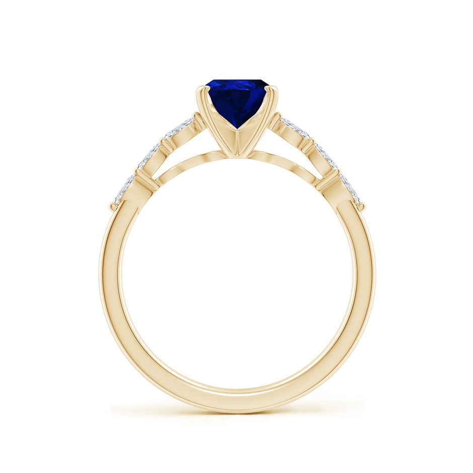 8x6mm AAAA Pear Blue Sapphire Engagement Ring with Marquise Diamonds in Yellow Gold side 199