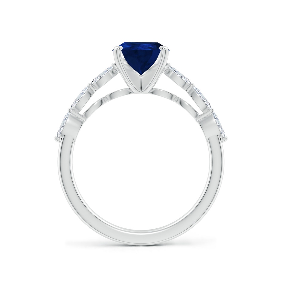 9x7mm AA Pear Blue Sapphire Engagement Ring with Marquise Diamonds in P950 Platinum side 199