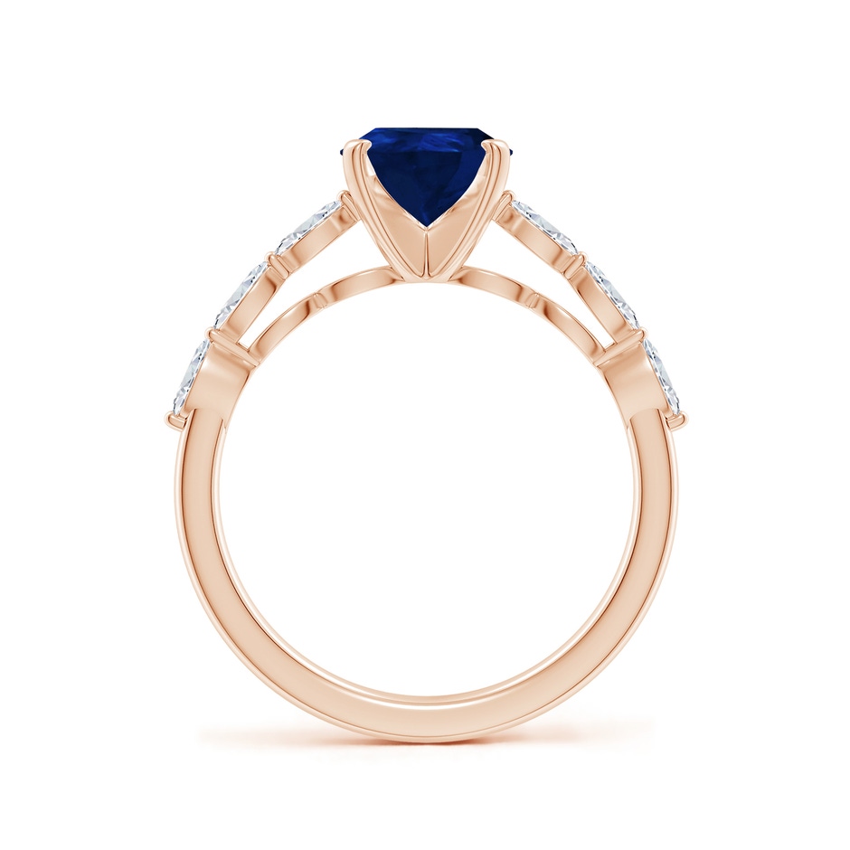 9x7mm AA Pear Blue Sapphire Engagement Ring with Marquise Diamonds in Rose Gold side 199